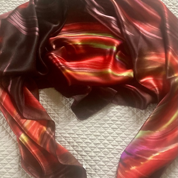 Extra large silk scarf/shawl. Glowing colours. Northern Lights - Picture 6 of 10